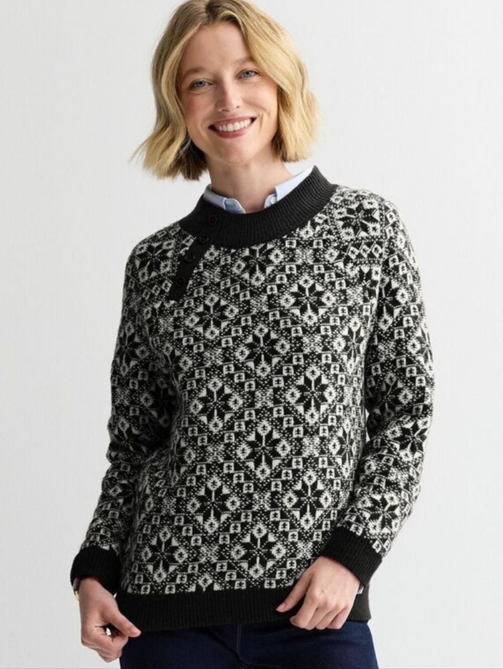 Croft & Barrow Mockneck Snowflake Long Sleeve Pullover Sweater New With Tags